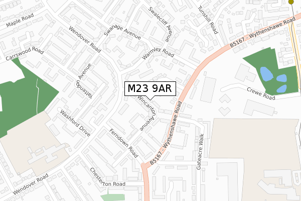 M23 9AR map - large scale - OS Open Zoomstack (Ordnance Survey)