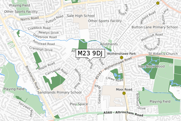 M23 9DJ map - small scale - OS Open Zoomstack (Ordnance Survey) M23 9DJ map - small scale - OS Open Zoomstack (Ordnance Survey)