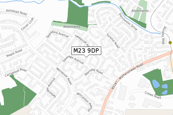 M23 9DP map - large scale - OS Open Zoomstack (Ordnance Survey)