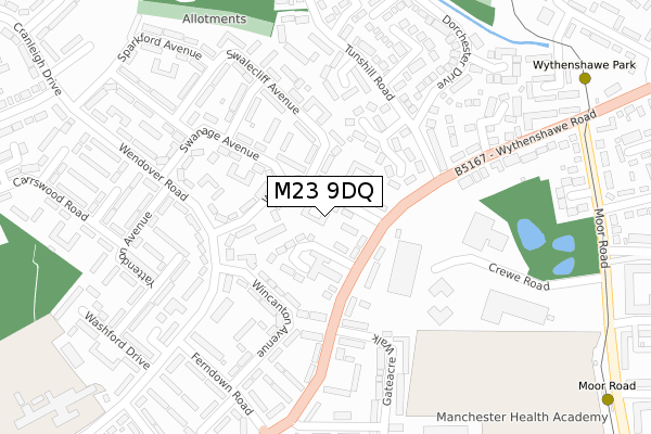 M23 9DQ map - large scale - OS Open Zoomstack (Ordnance Survey)