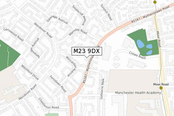 M23 9DX map - large scale - OS Open Zoomstack (Ordnance Survey)