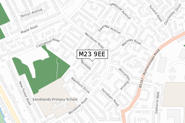 M23 9EE map - large scale - OS Open Zoomstack (Ordnance Survey)