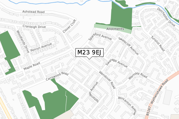 M23 9EJ map - large scale - OS Open Zoomstack (Ordnance Survey)