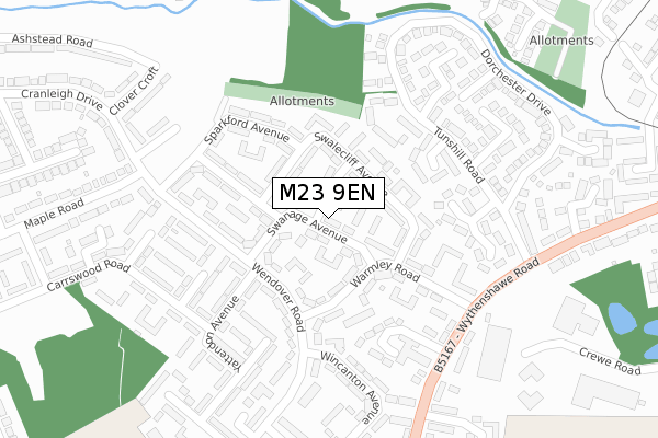 M23 9EN map - large scale - OS Open Zoomstack (Ordnance Survey)
