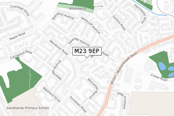 M23 9EP map - large scale - OS Open Zoomstack (Ordnance Survey)
