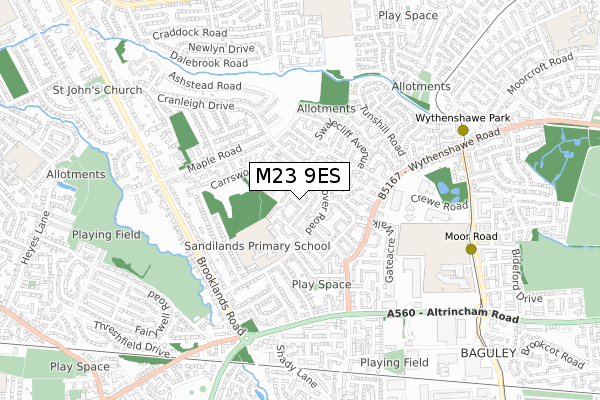 M23 9ES map - small scale - OS Open Zoomstack (Ordnance Survey) M23 9ES map - small scale - OS Open Zoomstack (Ordnance Survey)