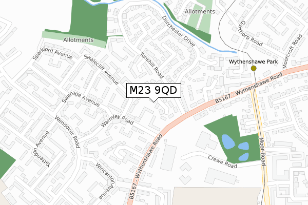 M23 9QD map - large scale - OS Open Zoomstack (Ordnance Survey)