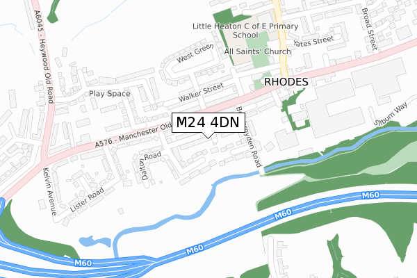 M24 4DN map - large scale - OS Open Zoomstack (Ordnance Survey)