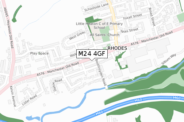 M24 4GF map - large scale - OS Open Zoomstack (Ordnance Survey)