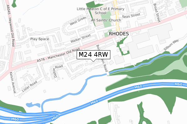 M24 4RW map - large scale - OS Open Zoomstack (Ordnance Survey)
