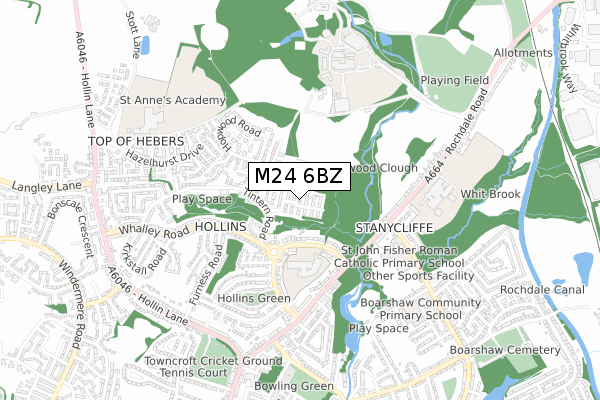 M24 6BZ map - small scale - OS Open Zoomstack (Ordnance Survey)
