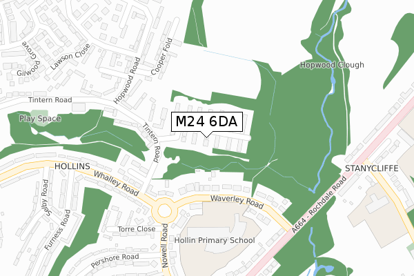 M24 6DA map - large scale - OS Open Zoomstack (Ordnance Survey)