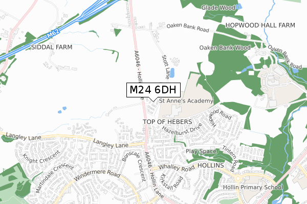 M24 6DH map - small scale - OS Open Zoomstack (Ordnance Survey)
