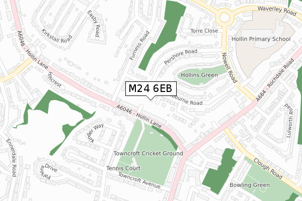 M24 6EB map - large scale - OS Open Zoomstack (Ordnance Survey)