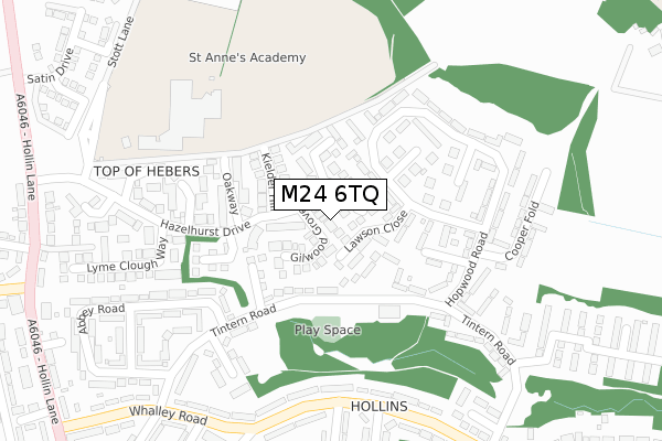 M24 6TQ map - large scale - OS Open Zoomstack (Ordnance Survey)