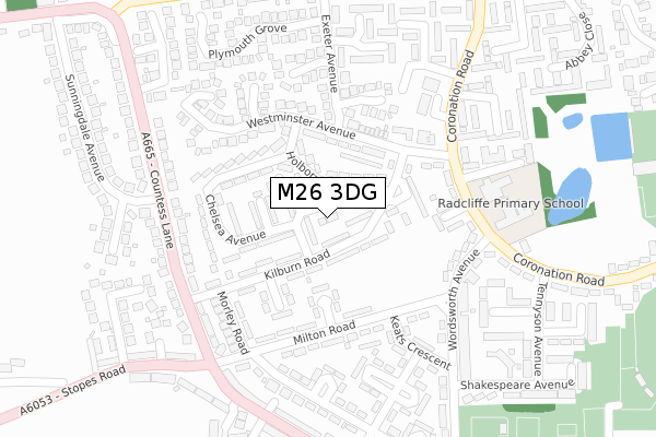 M26 3DG map - large scale - OS Open Zoomstack (Ordnance Survey)