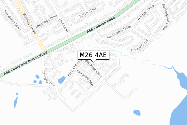 M26 4AE map - large scale - OS Open Zoomstack (Ordnance Survey)