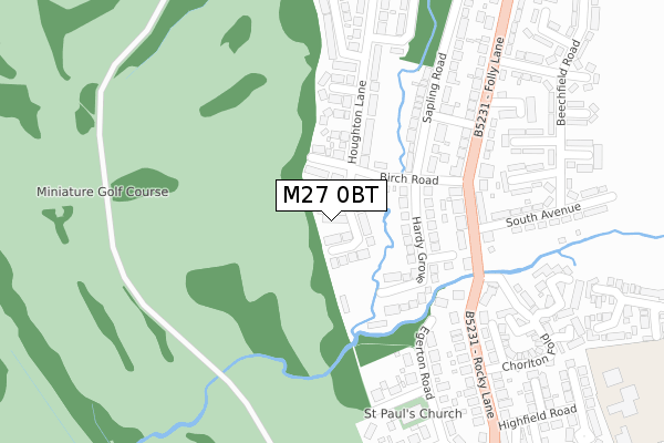 M27 0BT map - large scale - OS Open Zoomstack (Ordnance Survey)