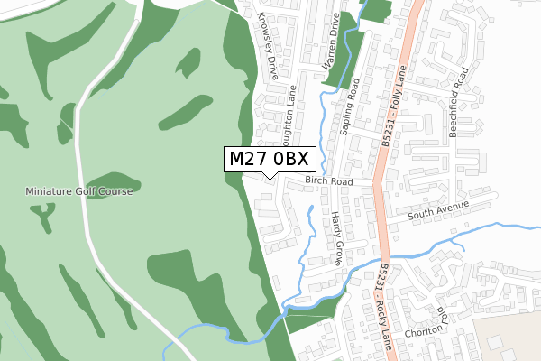 M27 0BX map - large scale - OS Open Zoomstack (Ordnance Survey)