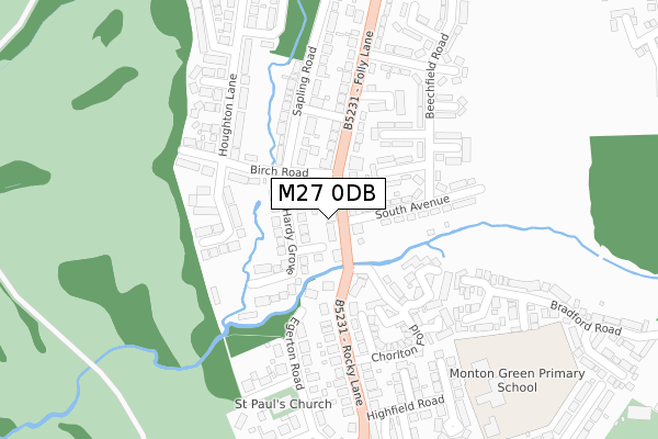 M27 0DB map - large scale - OS Open Zoomstack (Ordnance Survey)