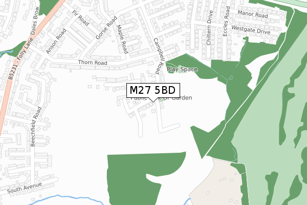 M27 5BD map - large scale - OS Open Zoomstack (Ordnance Survey)