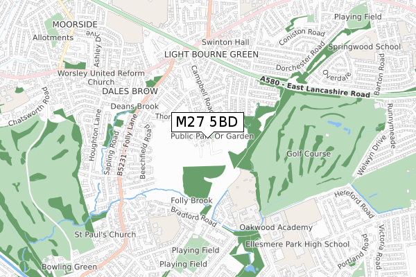 M27 5BD map - small scale - OS Open Zoomstack (Ordnance Survey)