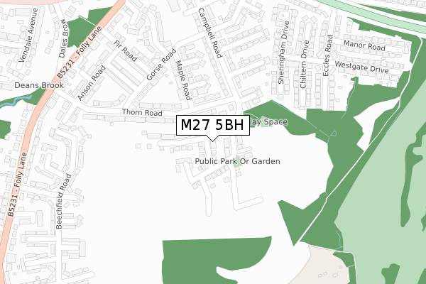 M27 5BH map - large scale - OS Open Zoomstack (Ordnance Survey)