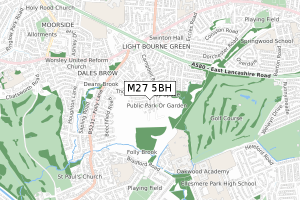 M27 5BH map - small scale - OS Open Zoomstack (Ordnance Survey)