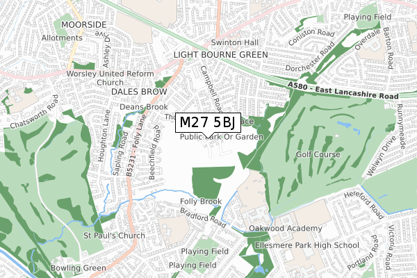 M27 5BJ map - small scale - OS Open Zoomstack (Ordnance Survey)