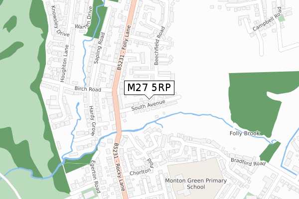 M27 5RP map - large scale - OS Open Zoomstack (Ordnance Survey)