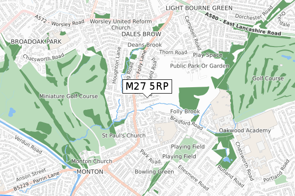 M27 5RP map - small scale - OS Open Zoomstack (Ordnance Survey)