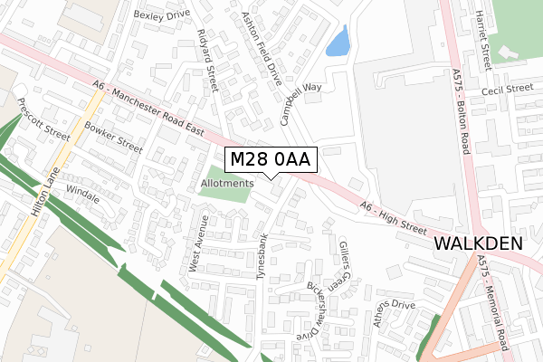 M28 0AA map - large scale - OS Open Zoomstack (Ordnance Survey)