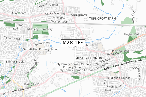 M28 1FF map - small scale - OS Open Zoomstack (Ordnance Survey)