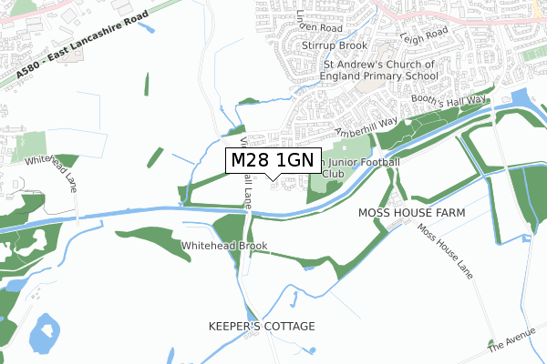 M28 1GN map - small scale - OS Open Zoomstack (Ordnance Survey)