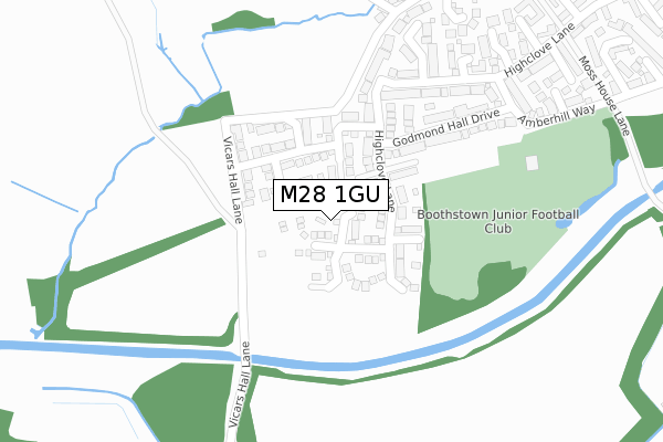 M28 1GU map - large scale - OS Open Zoomstack (Ordnance Survey)