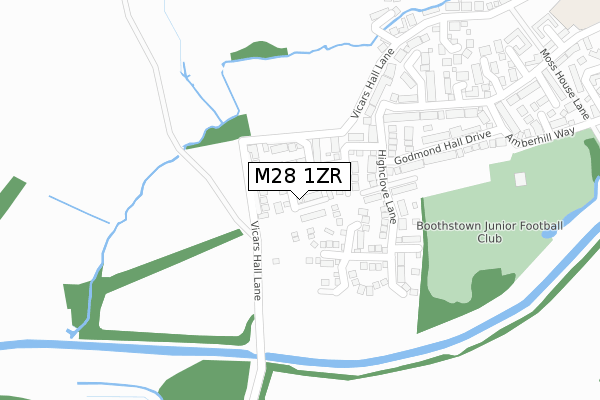 M28 1ZR map - large scale - OS Open Zoomstack (Ordnance Survey)