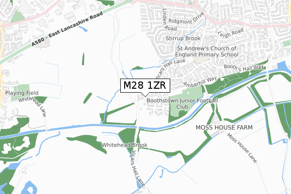 M28 1ZR map - small scale - OS Open Zoomstack (Ordnance Survey)