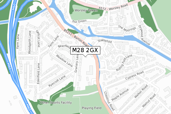 M28 2GX map - large scale - OS Open Zoomstack (Ordnance Survey)