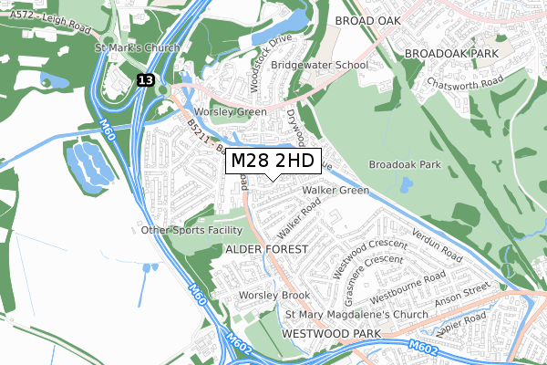 M28 2HD map - small scale - OS Open Zoomstack (Ordnance Survey)