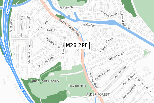 M28 2PF map - large scale - OS Open Zoomstack (Ordnance Survey)