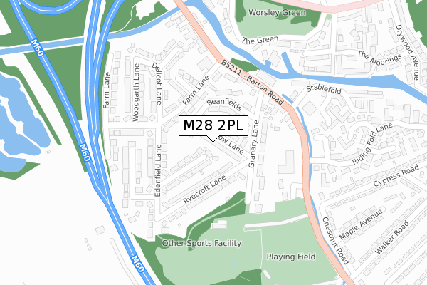 M28 2PL map - large scale - OS Open Zoomstack (Ordnance Survey)