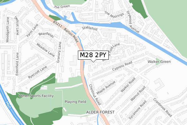M28 2PY map - large scale - OS Open Zoomstack (Ordnance Survey)