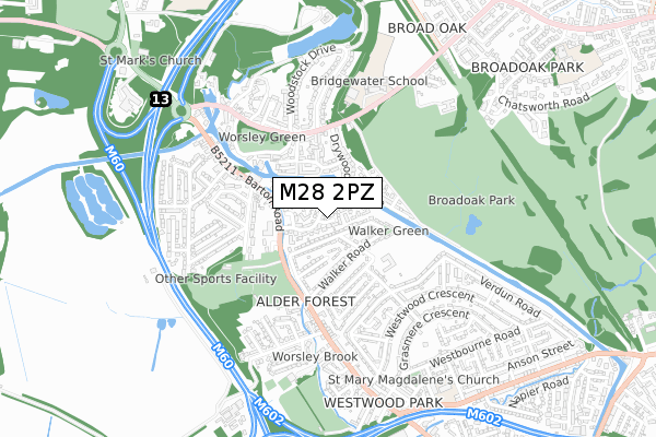 M28 2PZ map - small scale - OS Open Zoomstack (Ordnance Survey)