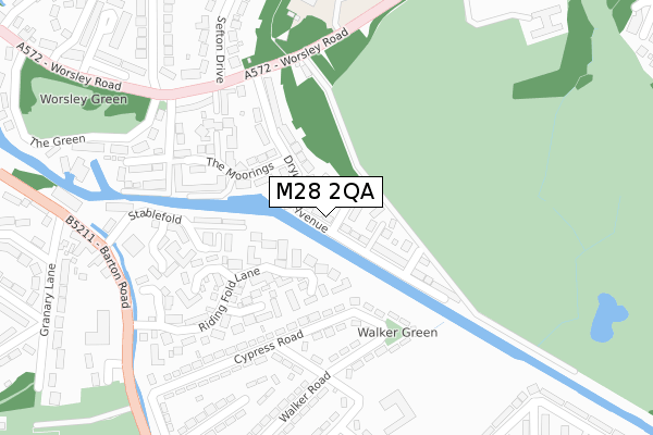 M28 2QA map - large scale - OS Open Zoomstack (Ordnance Survey)