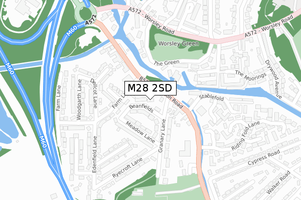 M28 2SD map - large scale - OS Open Zoomstack (Ordnance Survey)