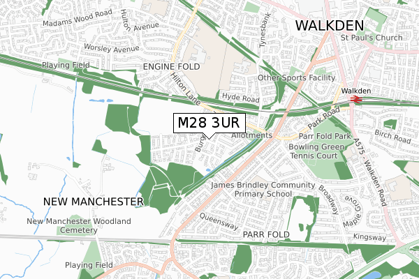 M28 3UR map - small scale - OS Open Zoomstack (Ordnance Survey)