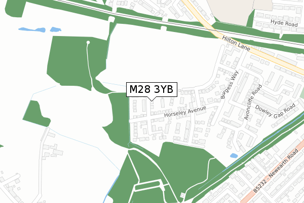 M28 3YB map - large scale - OS Open Zoomstack (Ordnance Survey)
