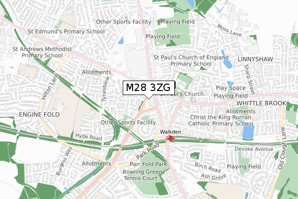 M28 3ZG map - small scale - OS Open Zoomstack (Ordnance Survey)