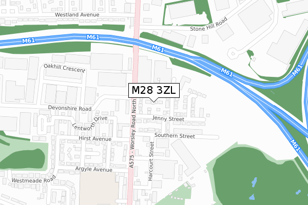 M28 3ZL map - large scale - OS Open Zoomstack (Ordnance Survey)