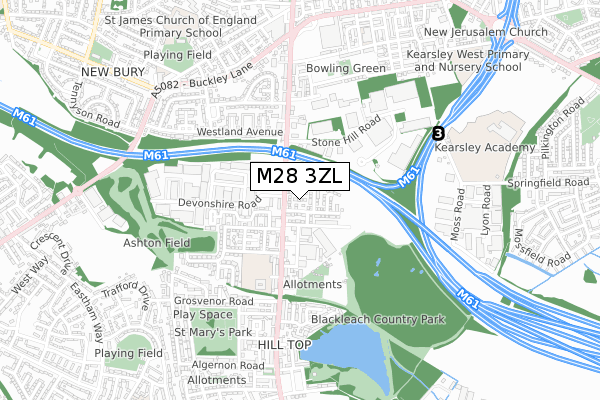 M28 3ZL map - small scale - OS Open Zoomstack (Ordnance Survey)